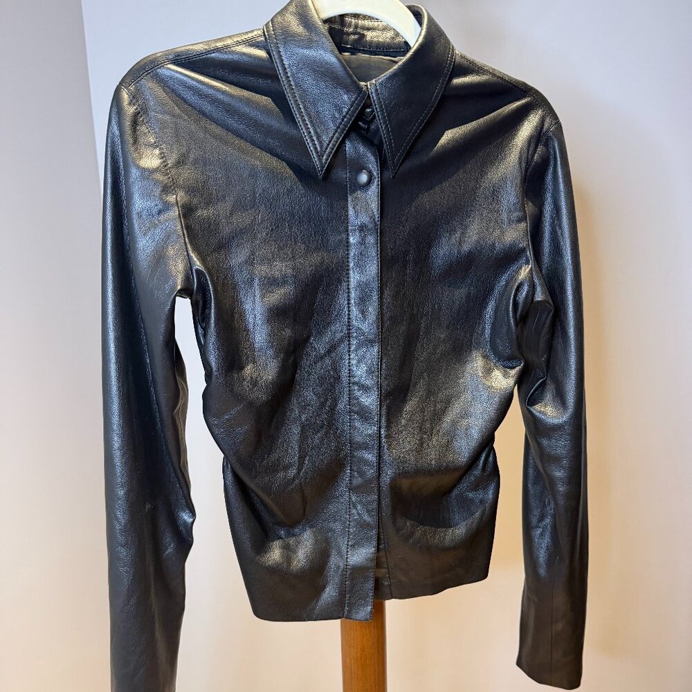 Nanushka Faux Leather Fitted Long Sleeve Top